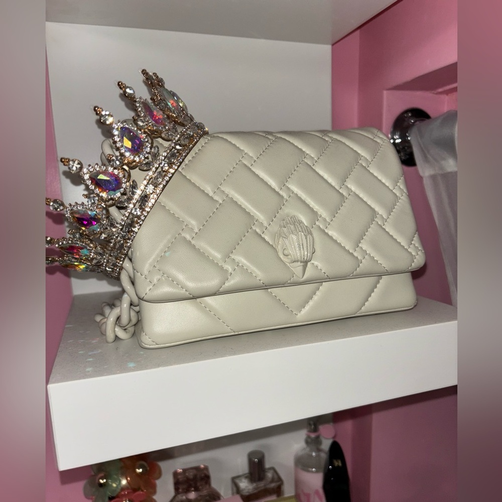 Kurt Geiger Cream Quilted Mini Shoulder Bag